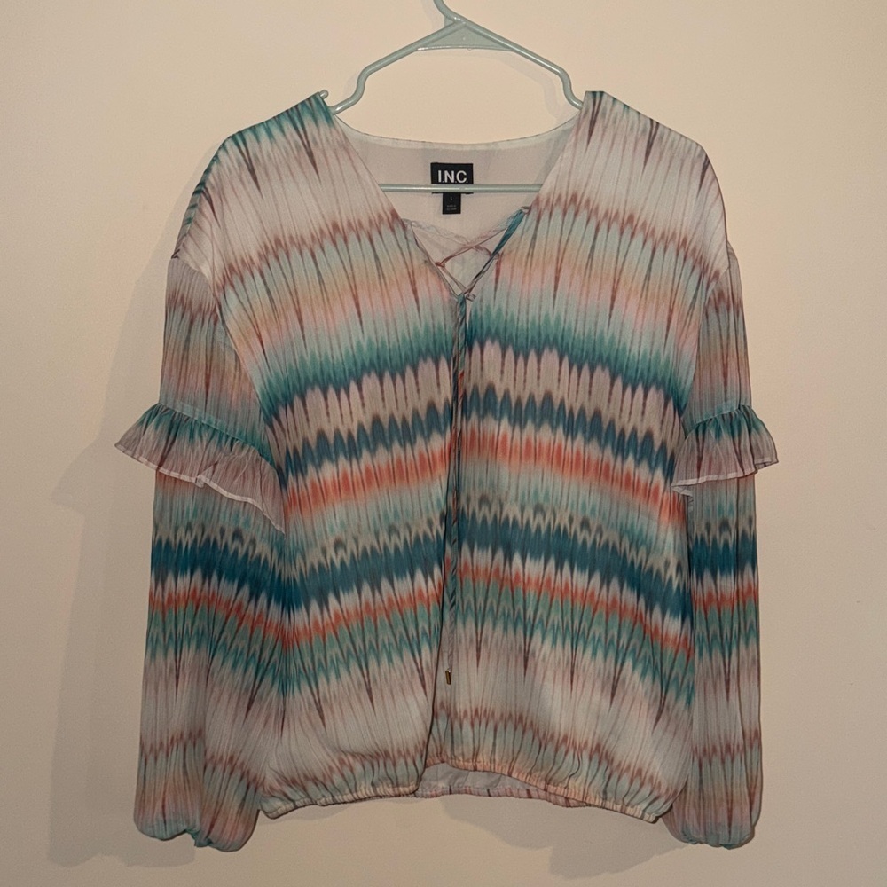 INC multicolor Boho peasant blouse - Picture 2 of 9